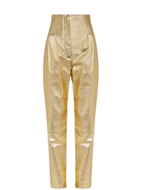 Pantalon A.Ferretti taille haute en cuir - Doré