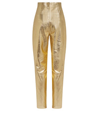 Pantalon A.Ferretti taille haute en cuir - Doré