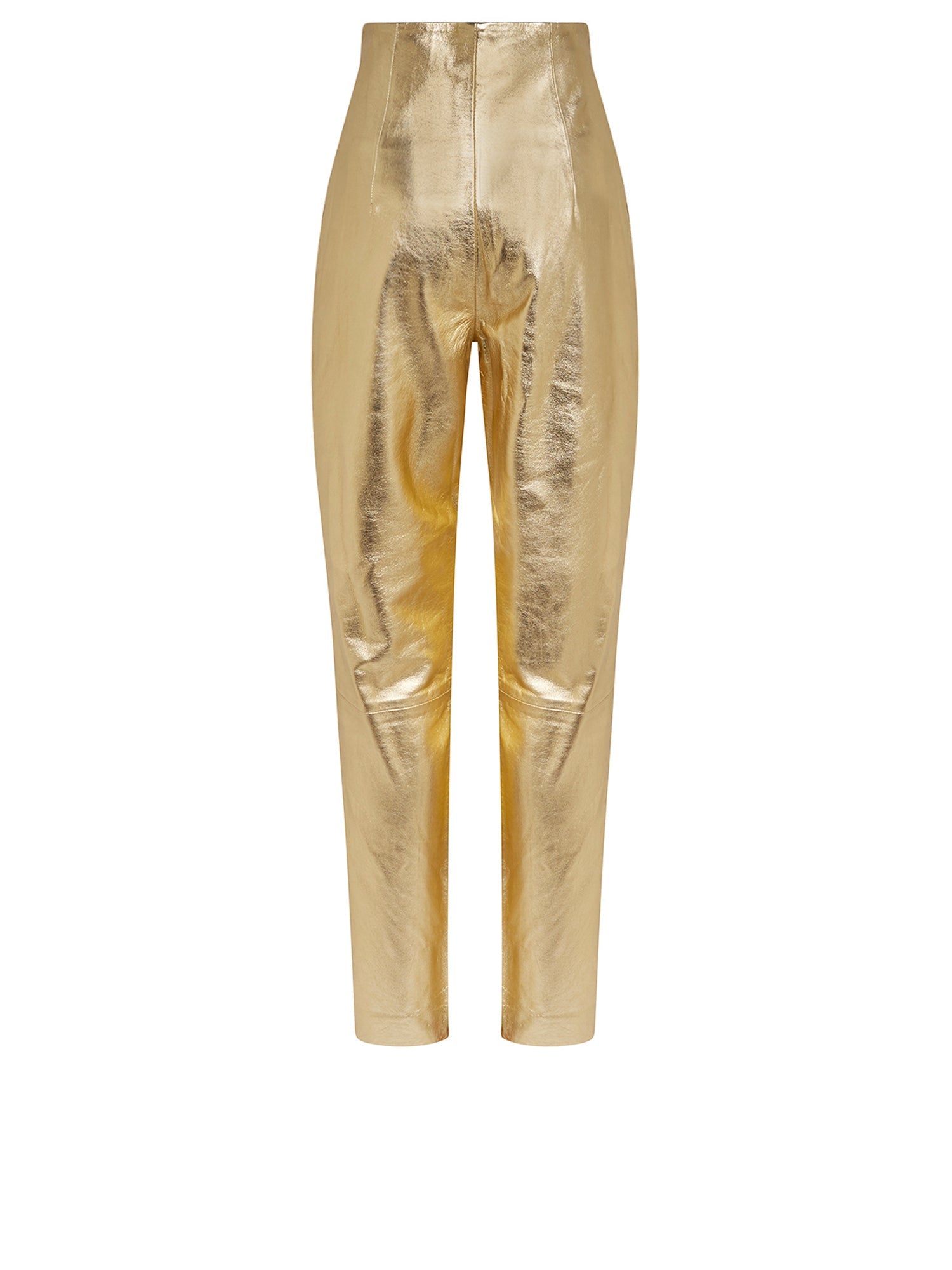 Pantalon A.Ferretti taille haute en cuir - Doré