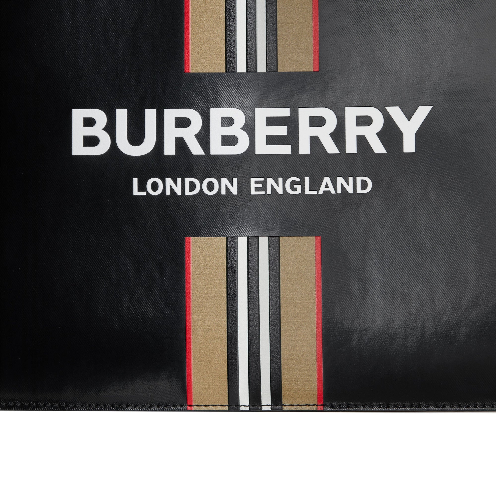 BLACK Pochette zippée en toile enduite avec logo et rayures iconiques