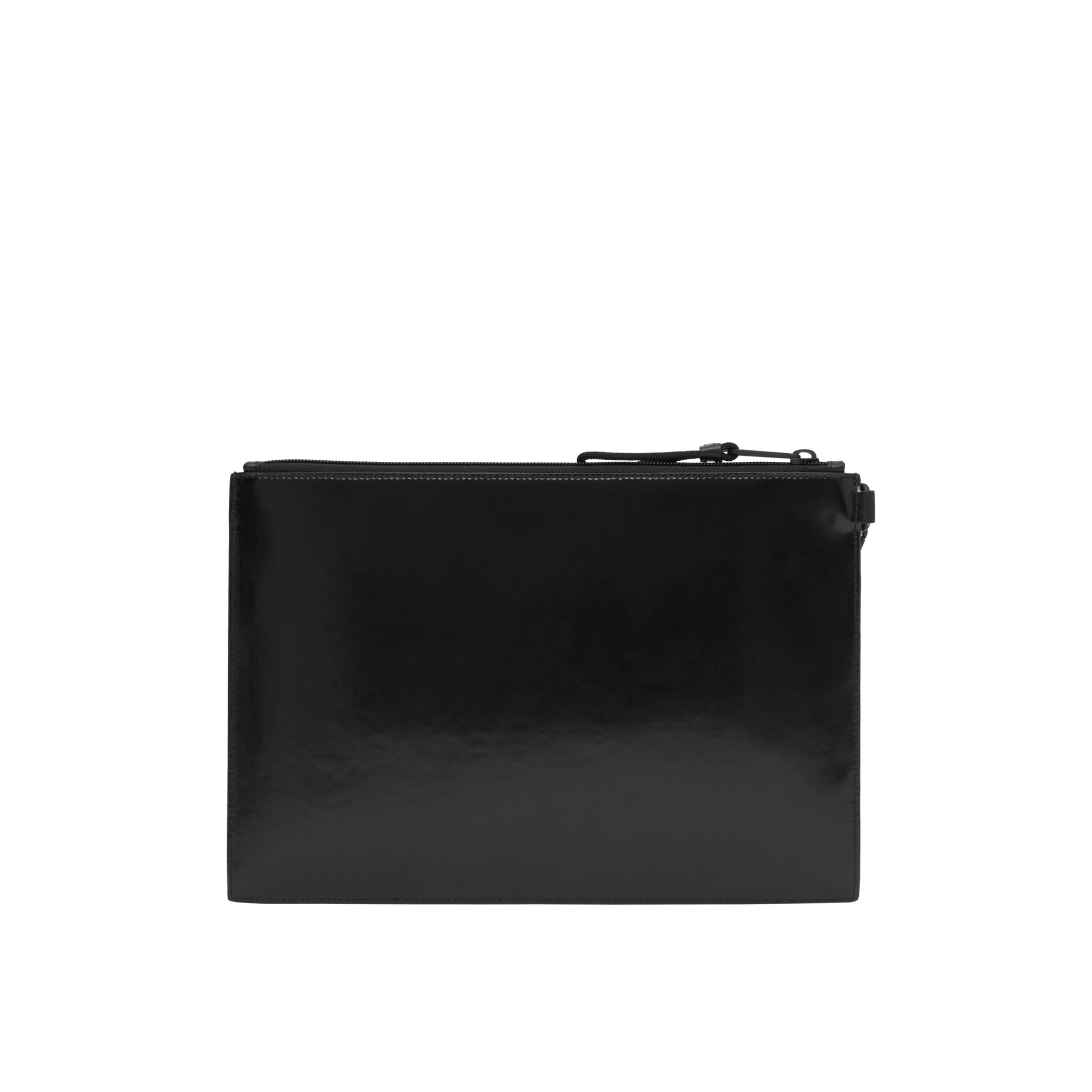 BLACK Pochette zippée en toile enduite avec logo et rayures iconiques