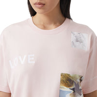 ALABASTER PINK T-shirt oversize en coton à imprimé montage