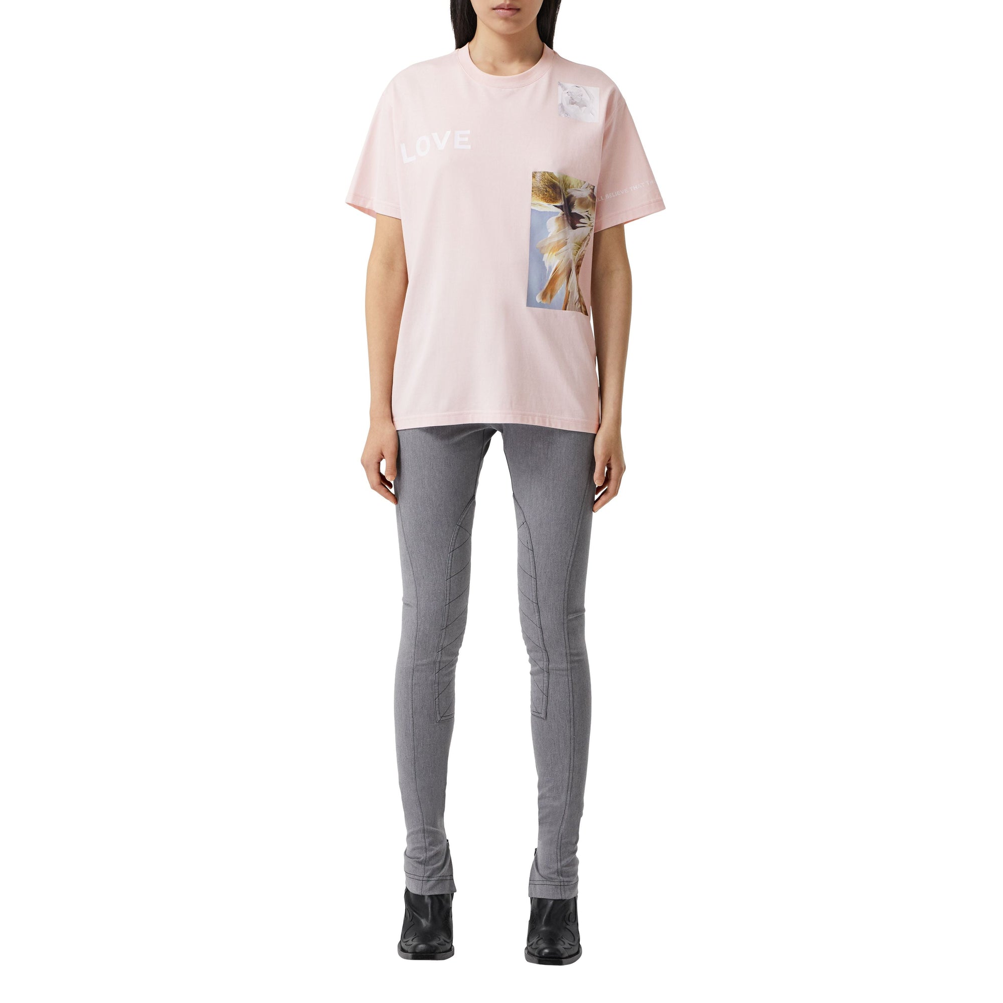 ALABASTER PINK T-shirt oversize en coton à imprimé montage