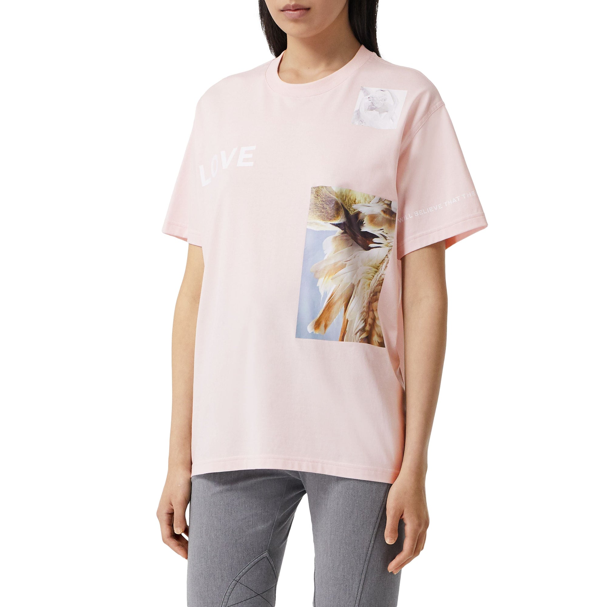 ALABASTER PINK T-shirt oversize en coton à imprimé montage