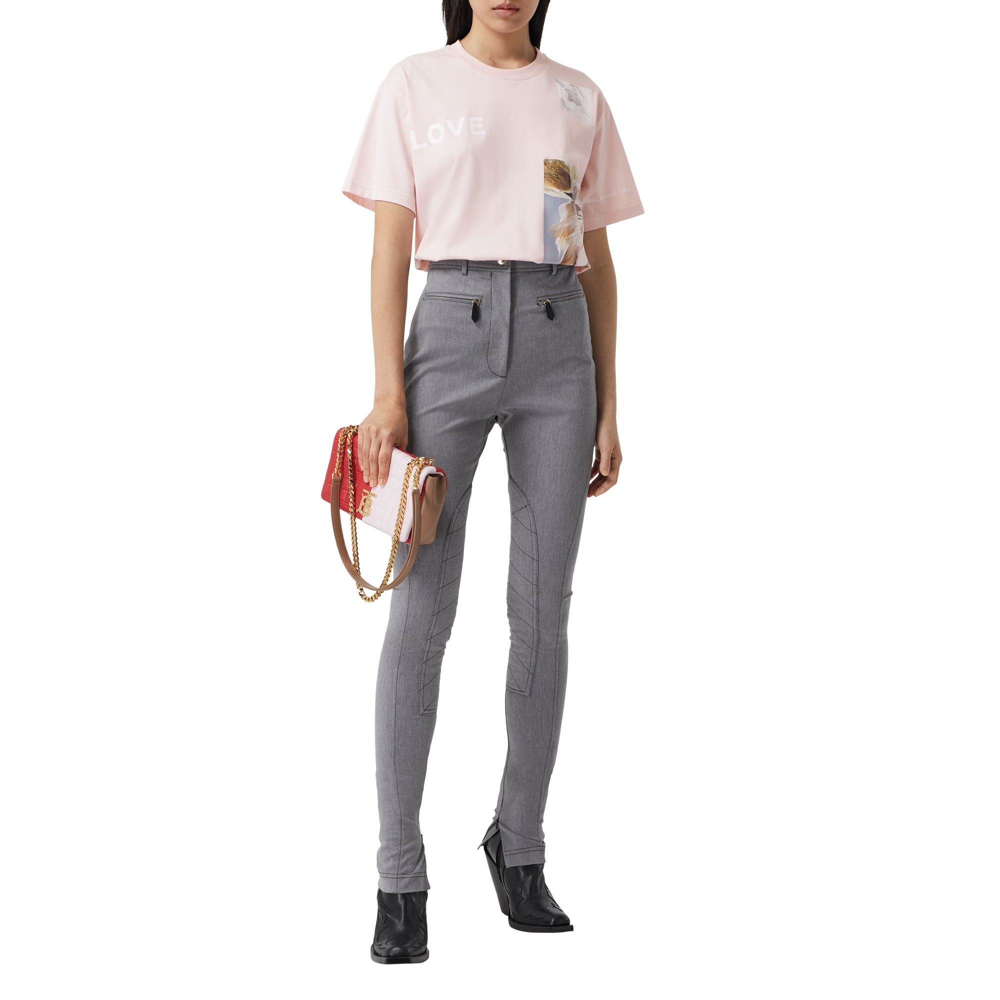 ALABASTER PINK T-shirt oversize en coton à imprimé montage