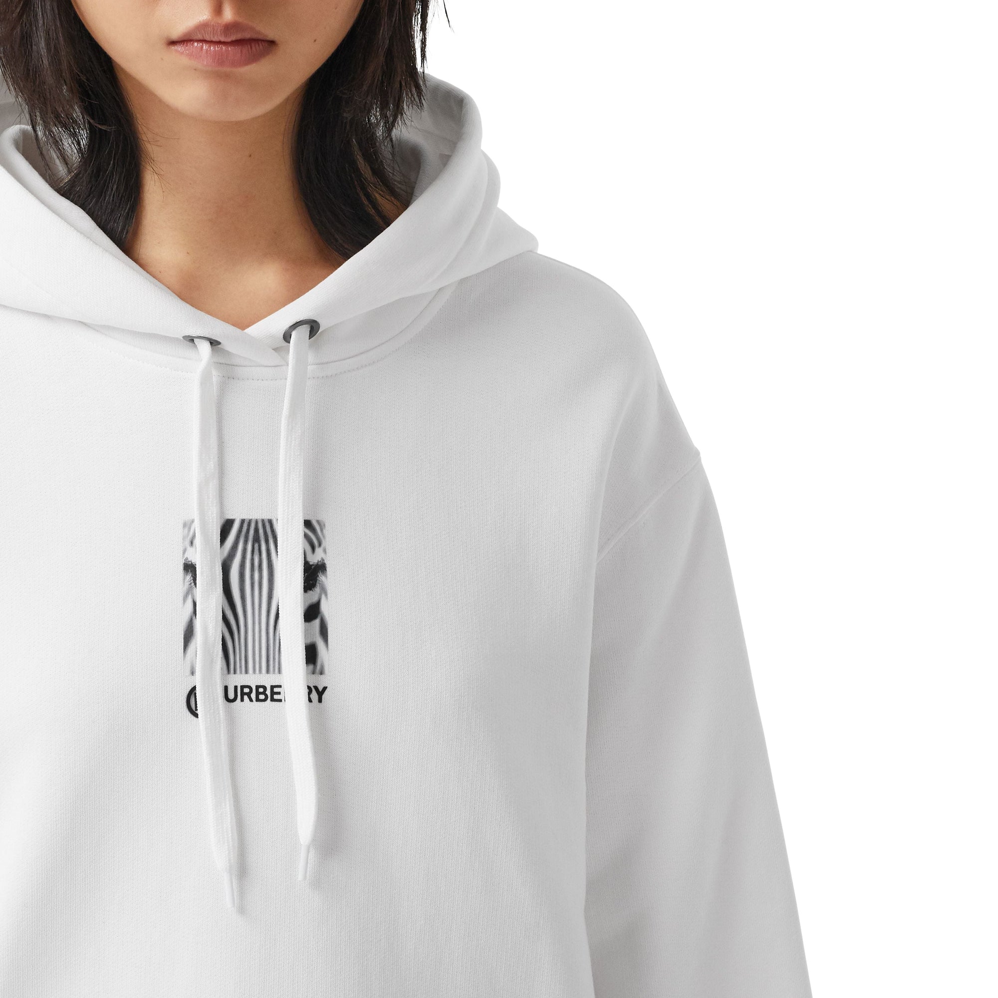 WHITE Hoodie oversize en coton à imprimé montage