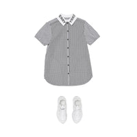 BLACK STRIPE Robe chemise en coton rayée et vichy avec logo