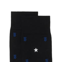 BLACK Chaussettes en coton mélangé à motifs étoilé et Monogram