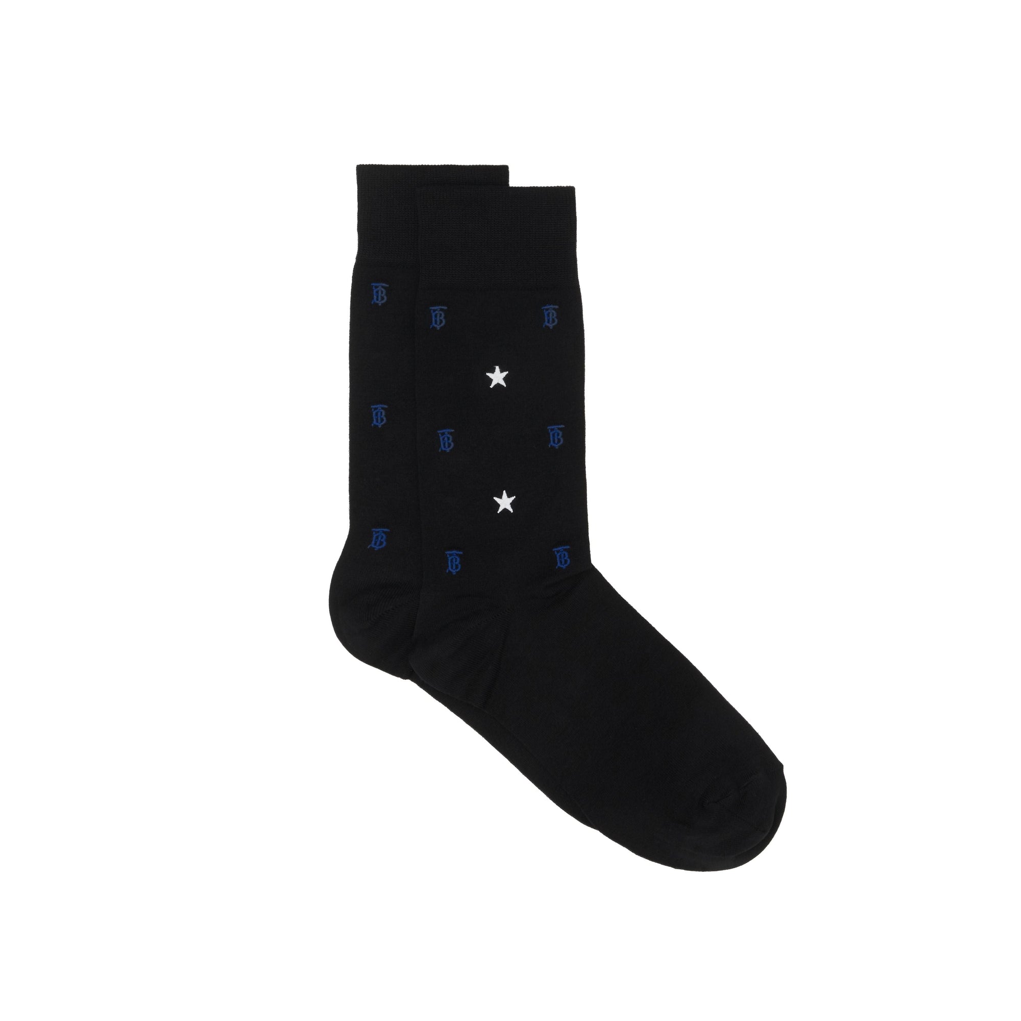 BLACK Chaussettes en coton mélangé à motifs étoilé et Monogram