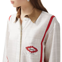 0 Chemise en soie à imprimé écharpe d'archive Society