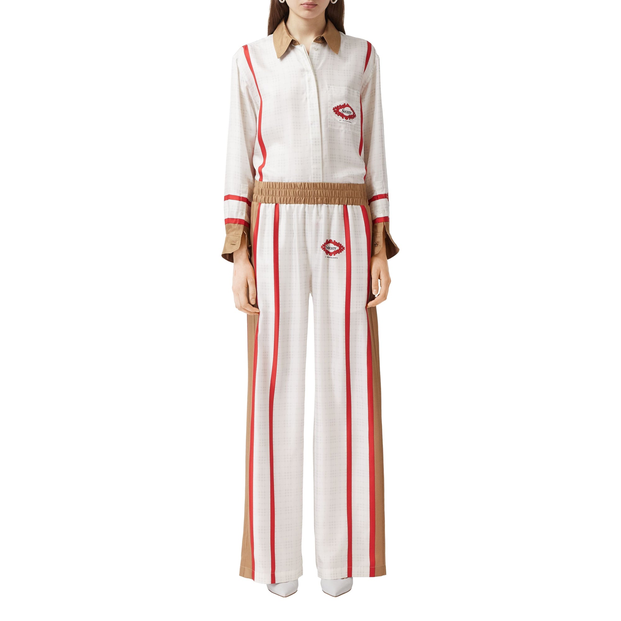 0 Chemise en soie à imprimé écharpe d'archive Society