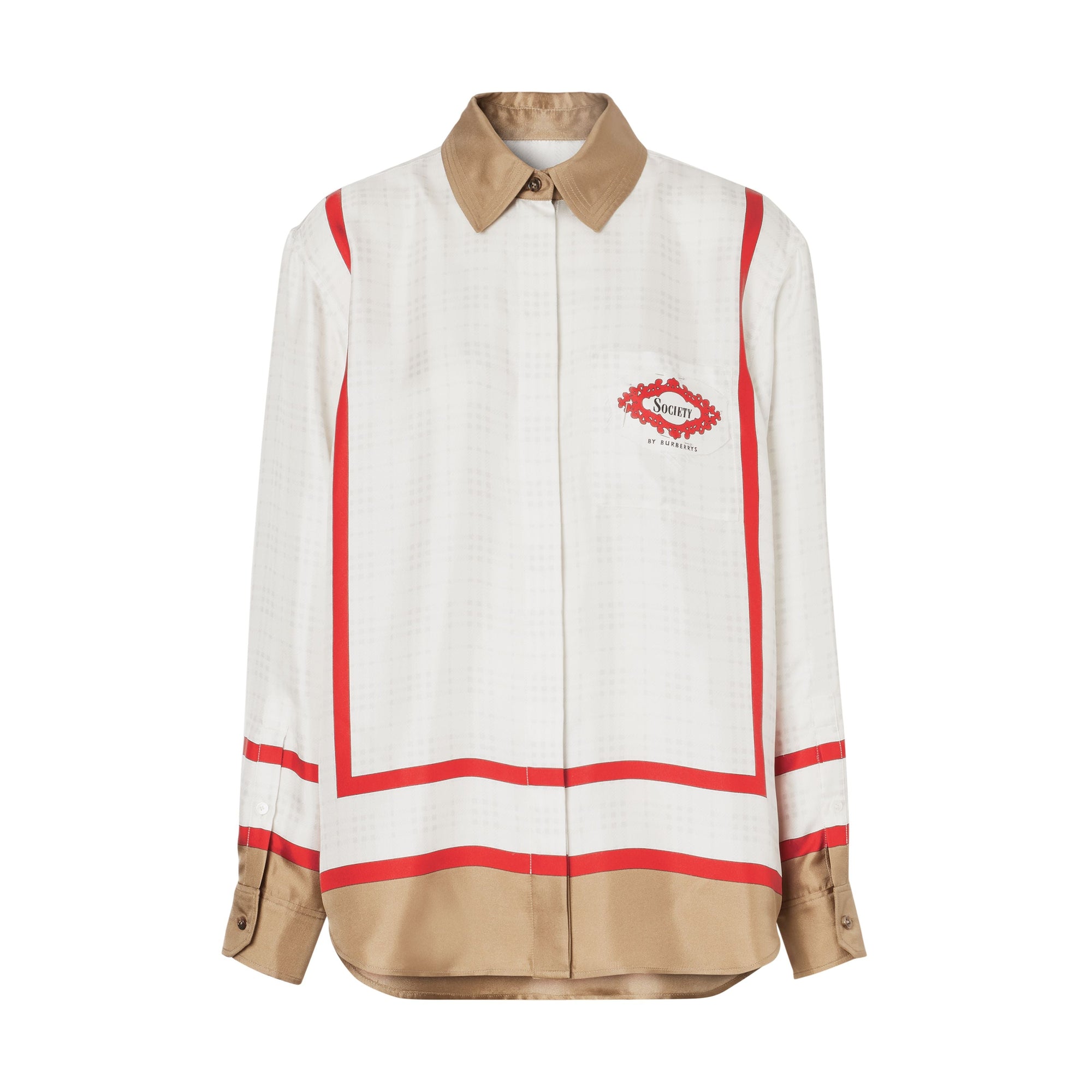 0 Chemise en soie à imprimé écharpe d'archive Society