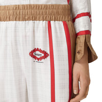HONEY IP PAT Pantalon ample en soie à imprimé écharpes d'archive