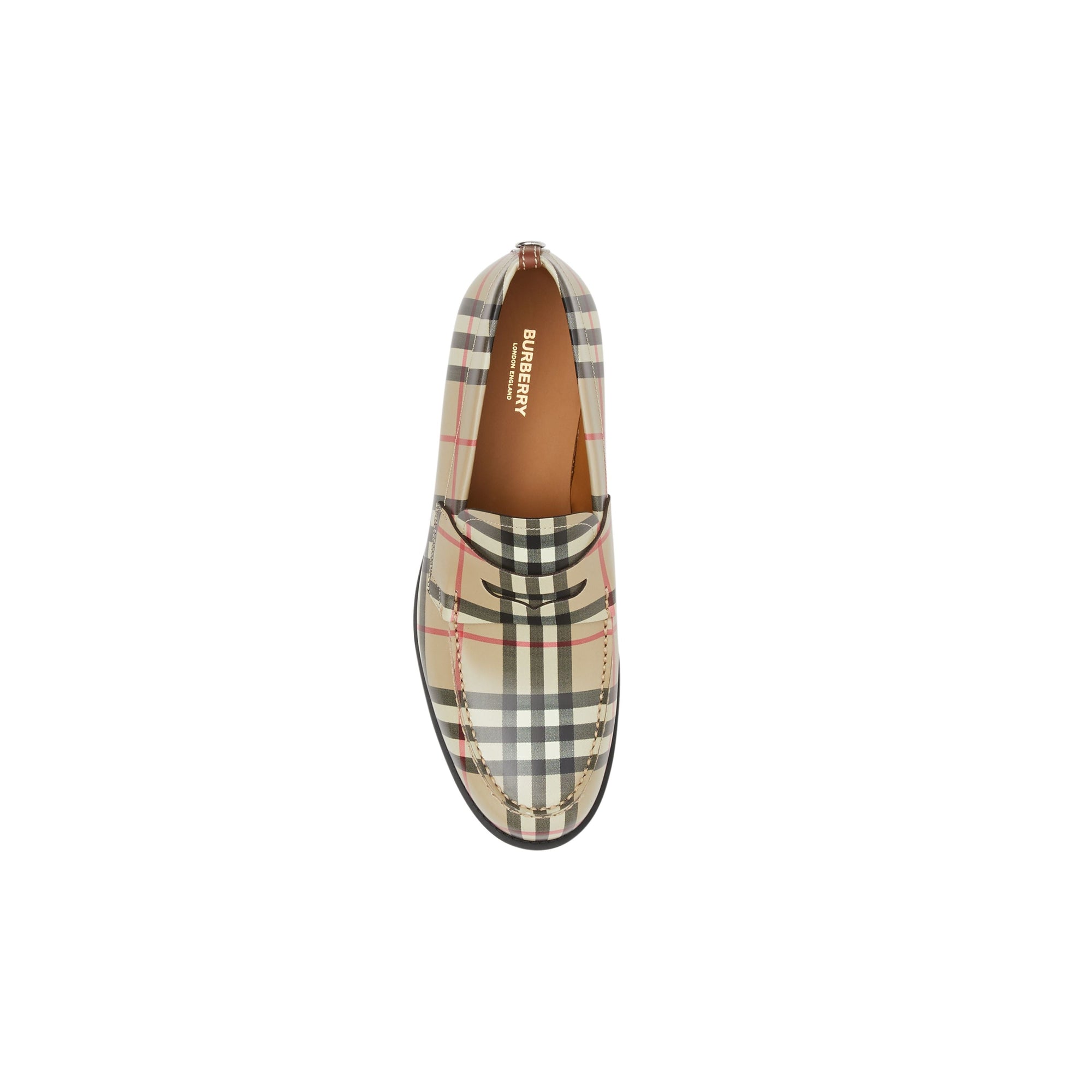 ARCHIVE BEIGE Mocassins en cuir Vintage check avec boucle en D