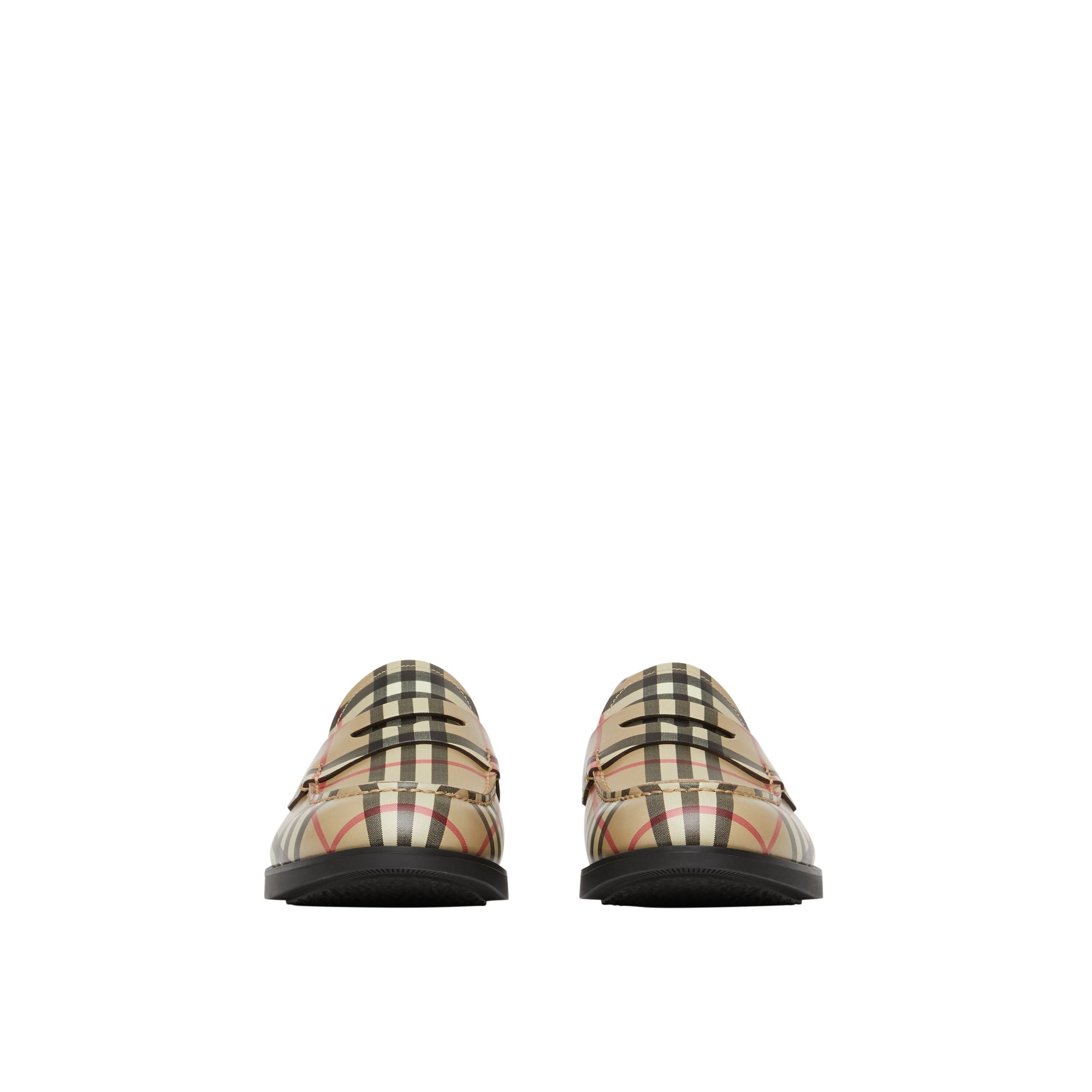 ARCHIVE BEIGE Mocassins en cuir Vintage check avec boucle en D