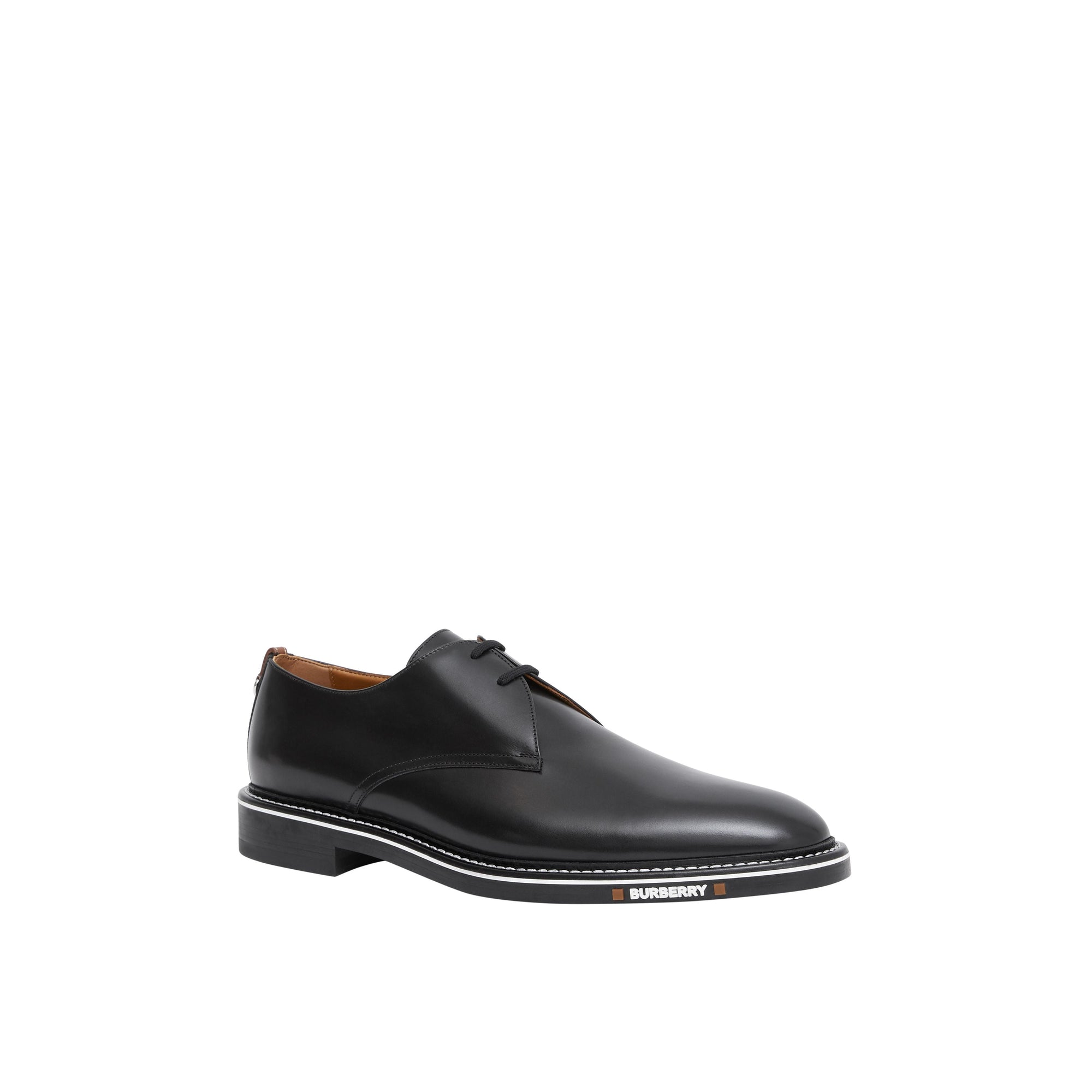 BLACK Derbies en cuir surpiqué avec logo