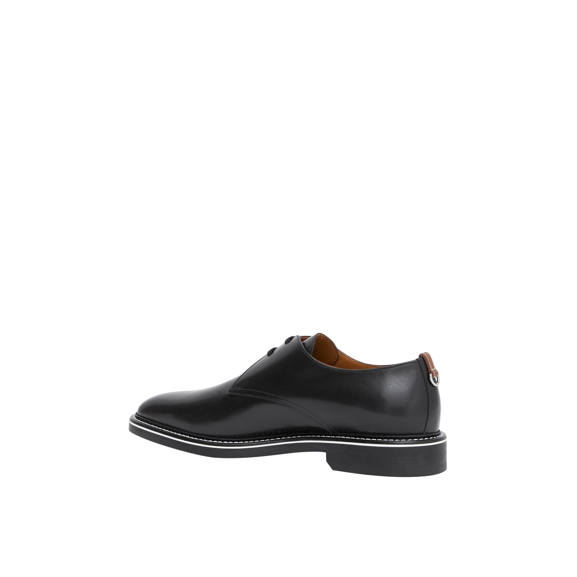 BLACK Derbies en cuir surpiqué avec logo