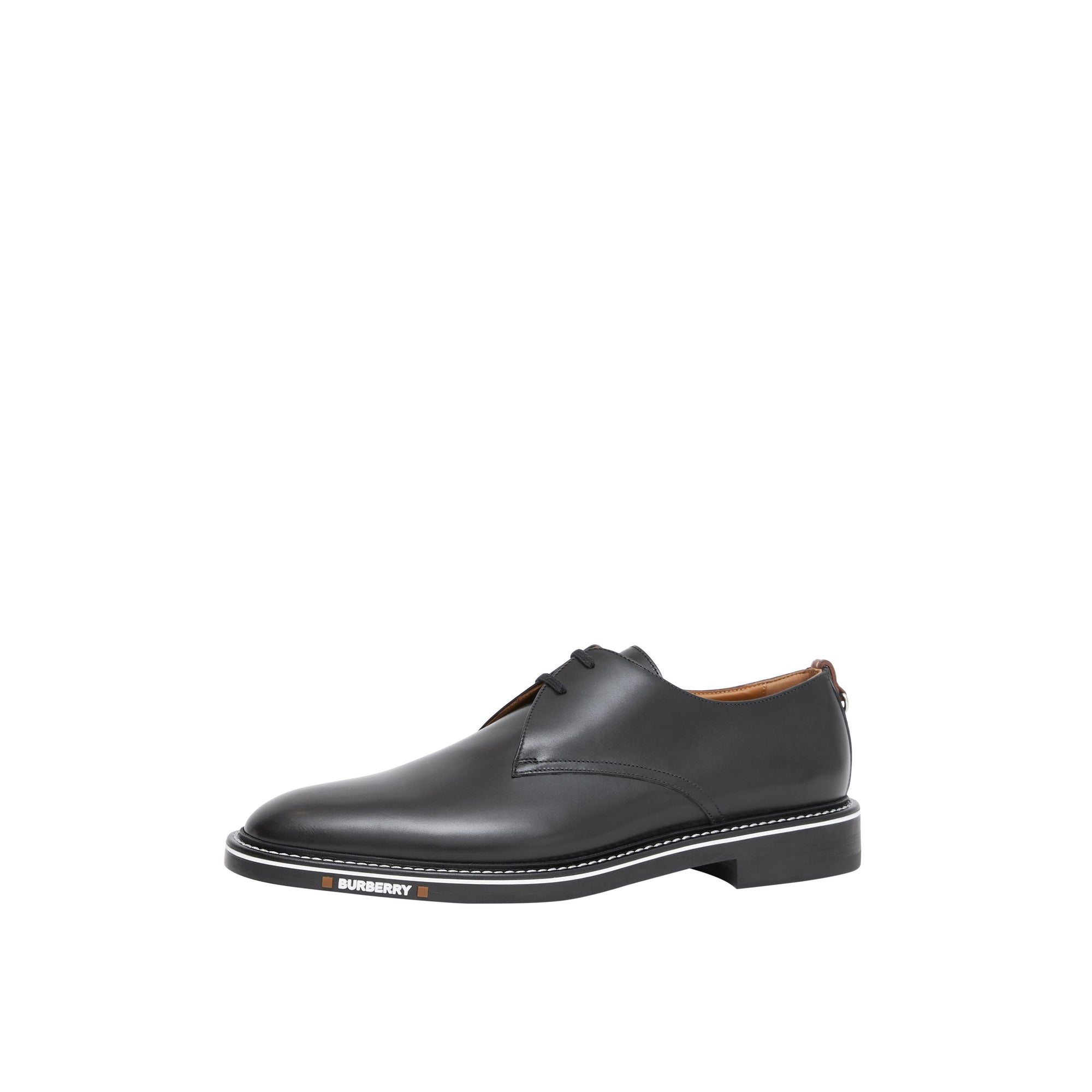 BLACK Derbies en cuir surpiqué avec logo