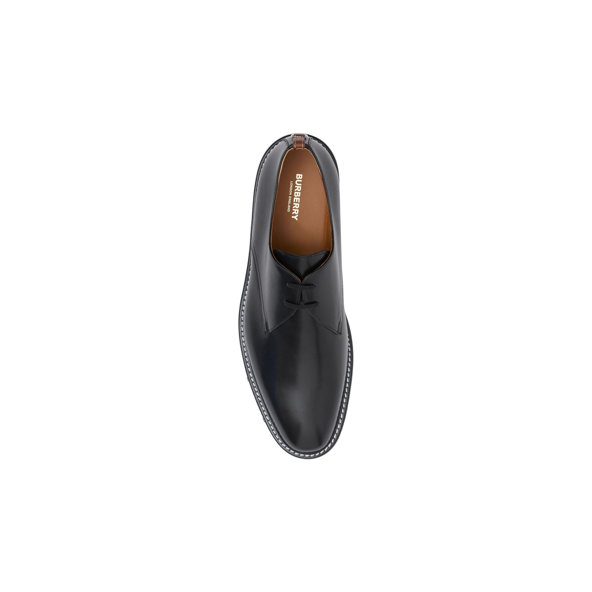 BLACK Derbies en cuir surpiqué avec logo