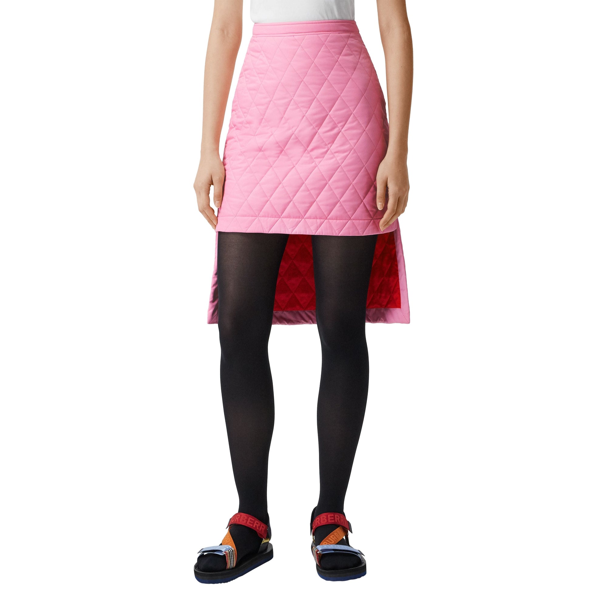 BUBBLE GUM PINK Jupe matelassée asymétrique