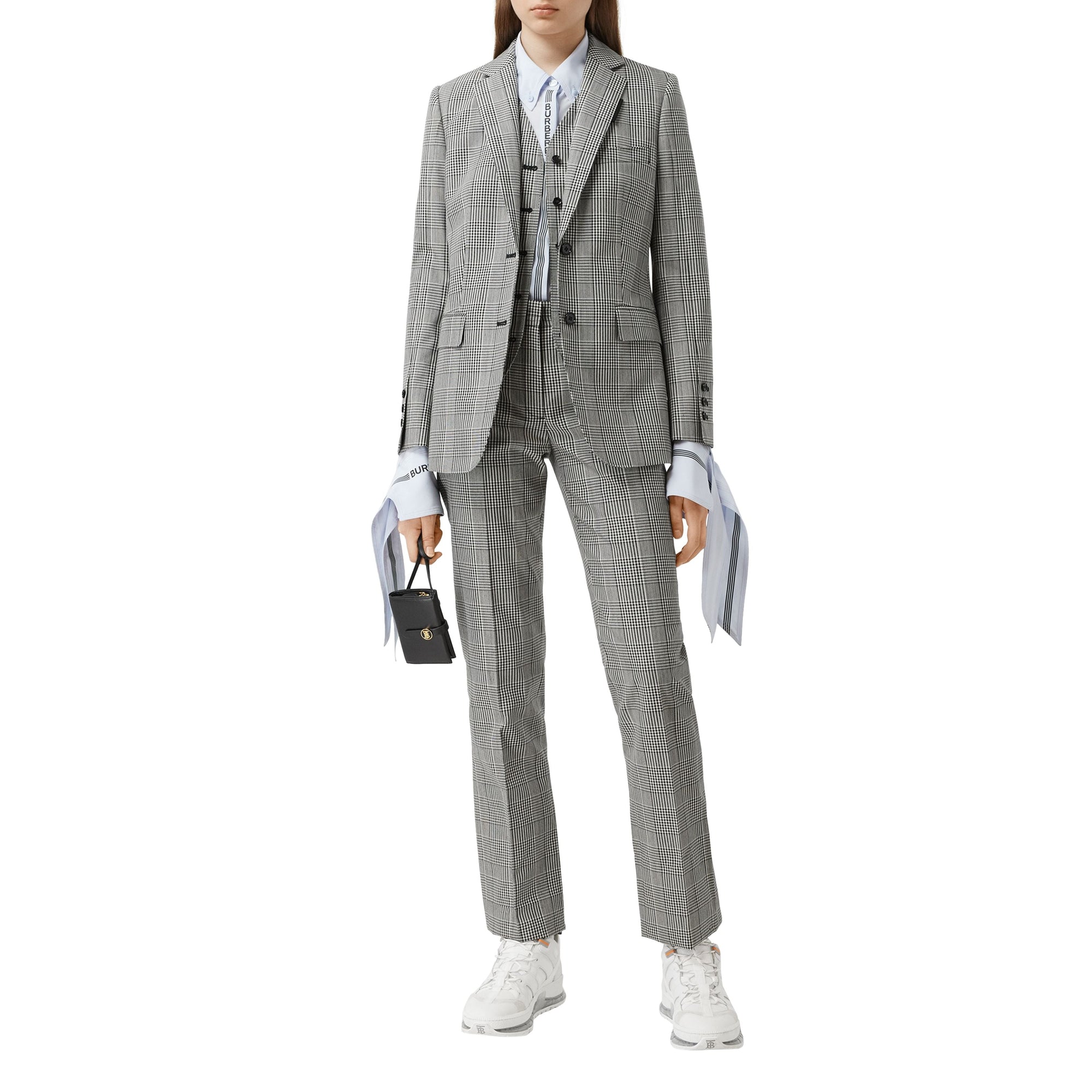 BLACK CHK Pantalon tailleur 7/8 en laine technique check