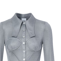 GREY MELANGE Robe corset plissée en jersey