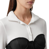 NATURAL WHITE Robe corset plissée en jersey bicolore