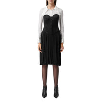 NATURAL WHITE Robe corset plissée en jersey bicolore