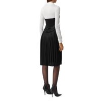 NATURAL WHITE Robe corset plissée en jersey bicolore