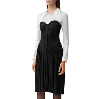 NATURAL WHITE Robe corset plissée en jersey bicolore