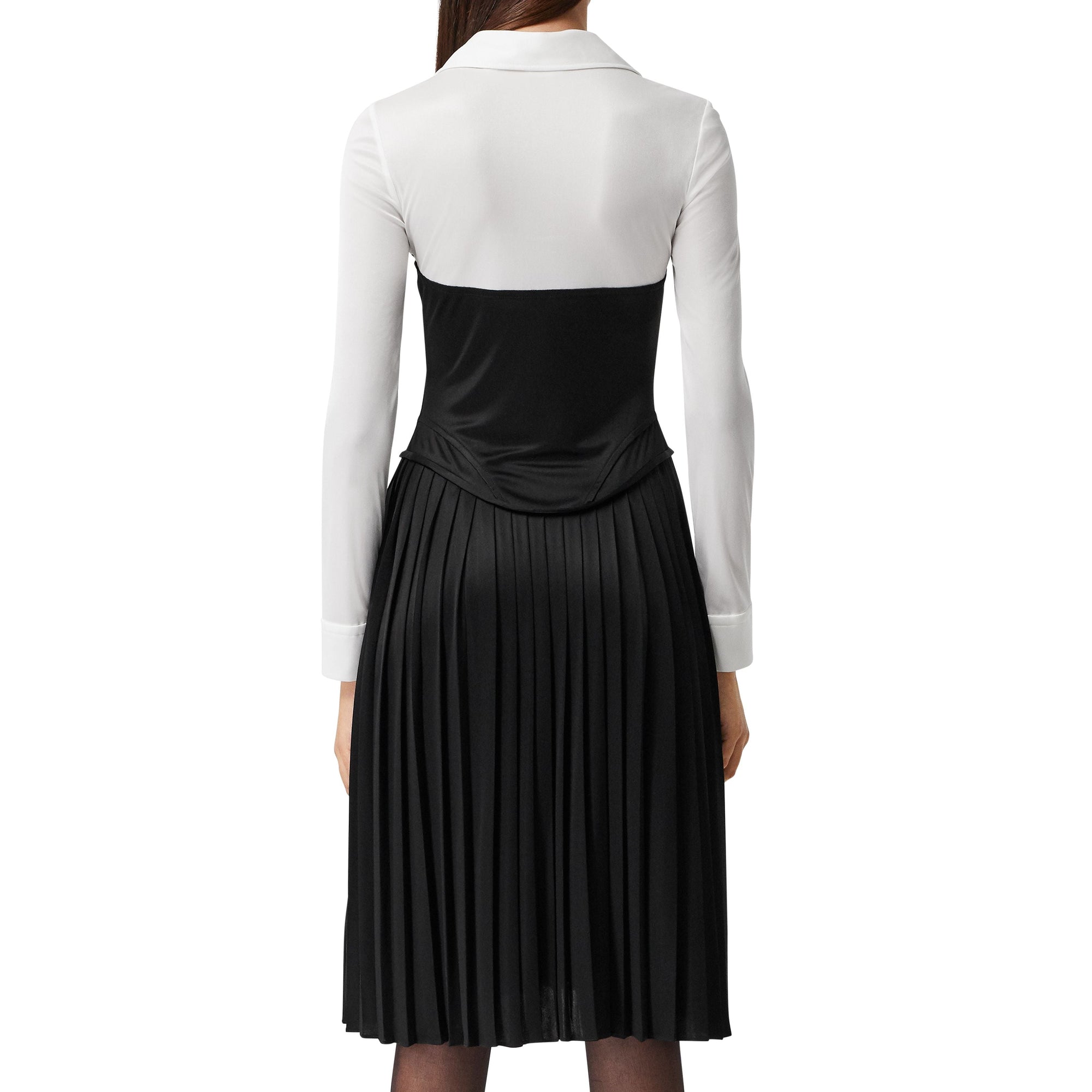 NATURAL WHITE Robe corset plissée en jersey bicolore