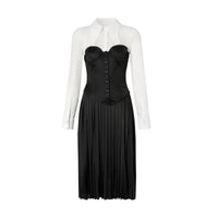 NATURAL WHITE Robe corset plissée en jersey bicolore