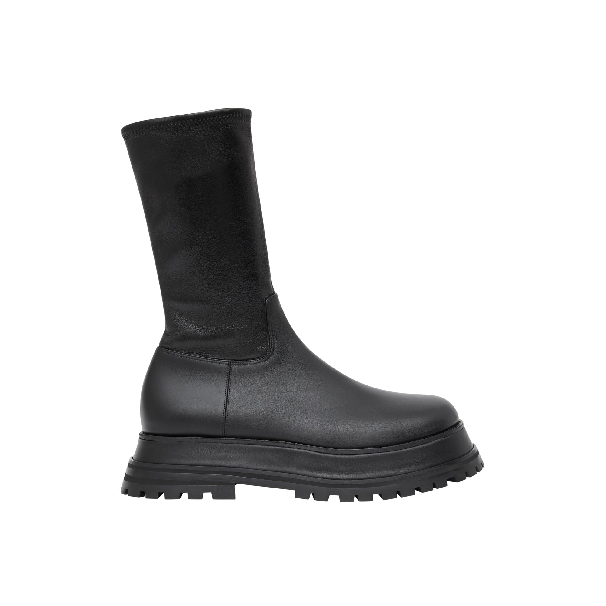 BLACK Bottines en cuir et cuir d'agneau