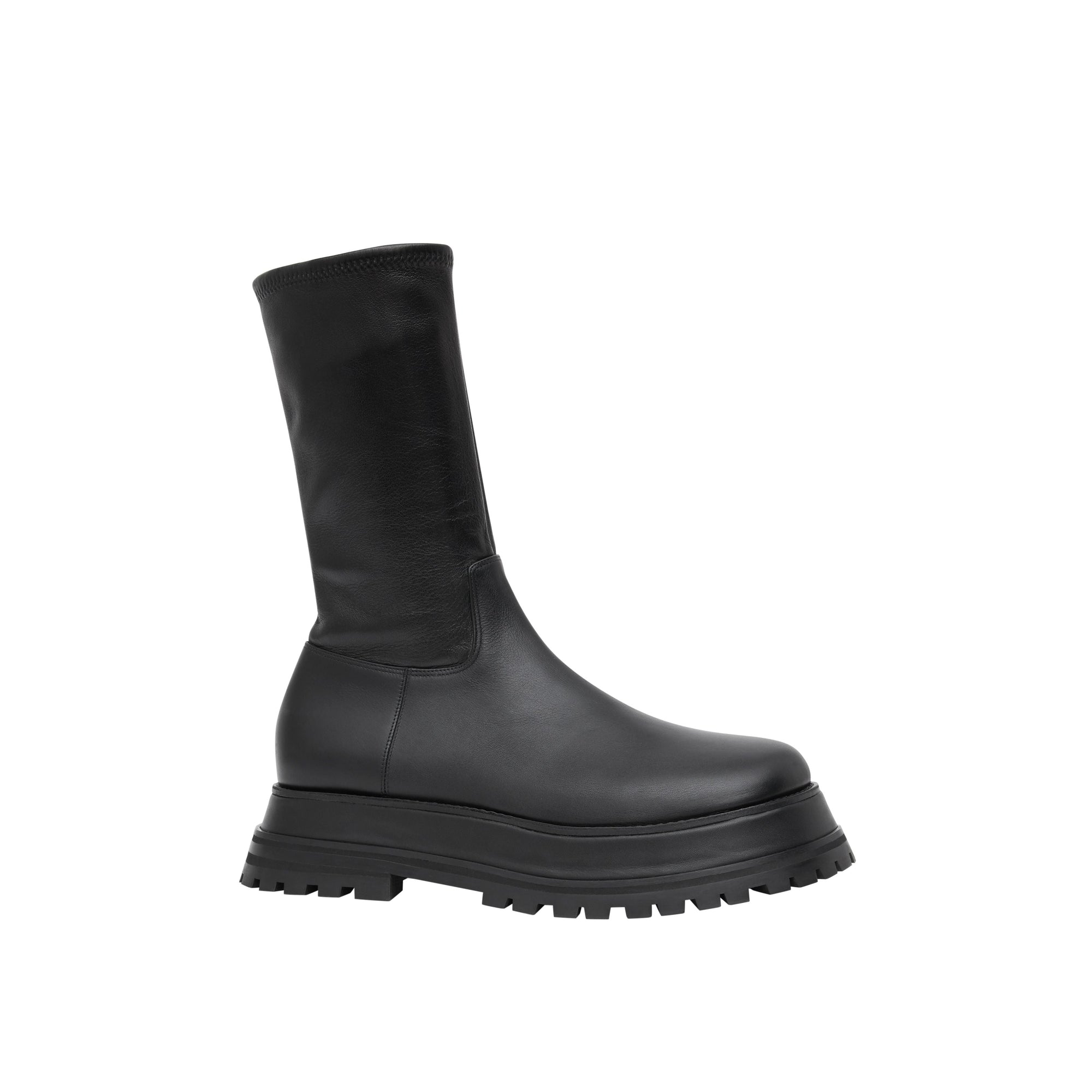 BLACK Bottines en cuir et cuir d'agneau