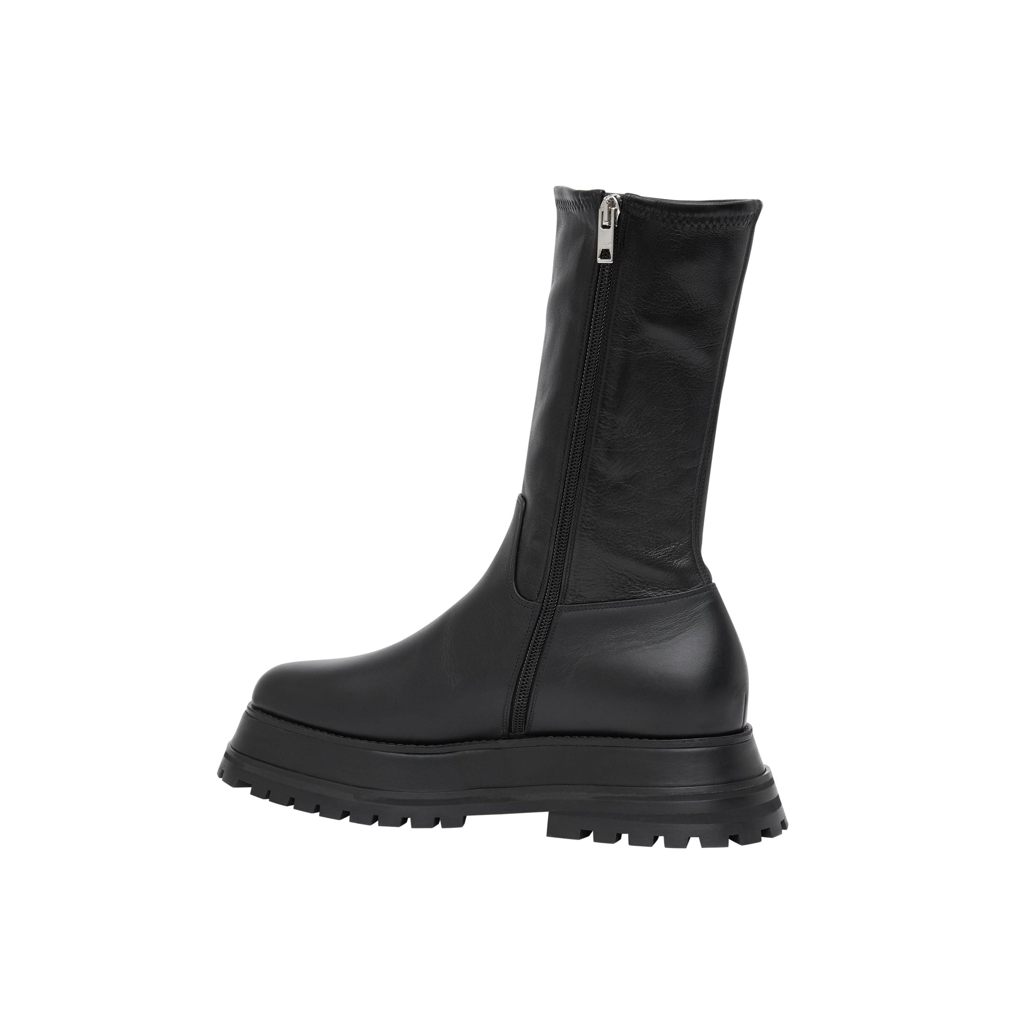 BLACK Bottines en cuir et cuir d'agneau