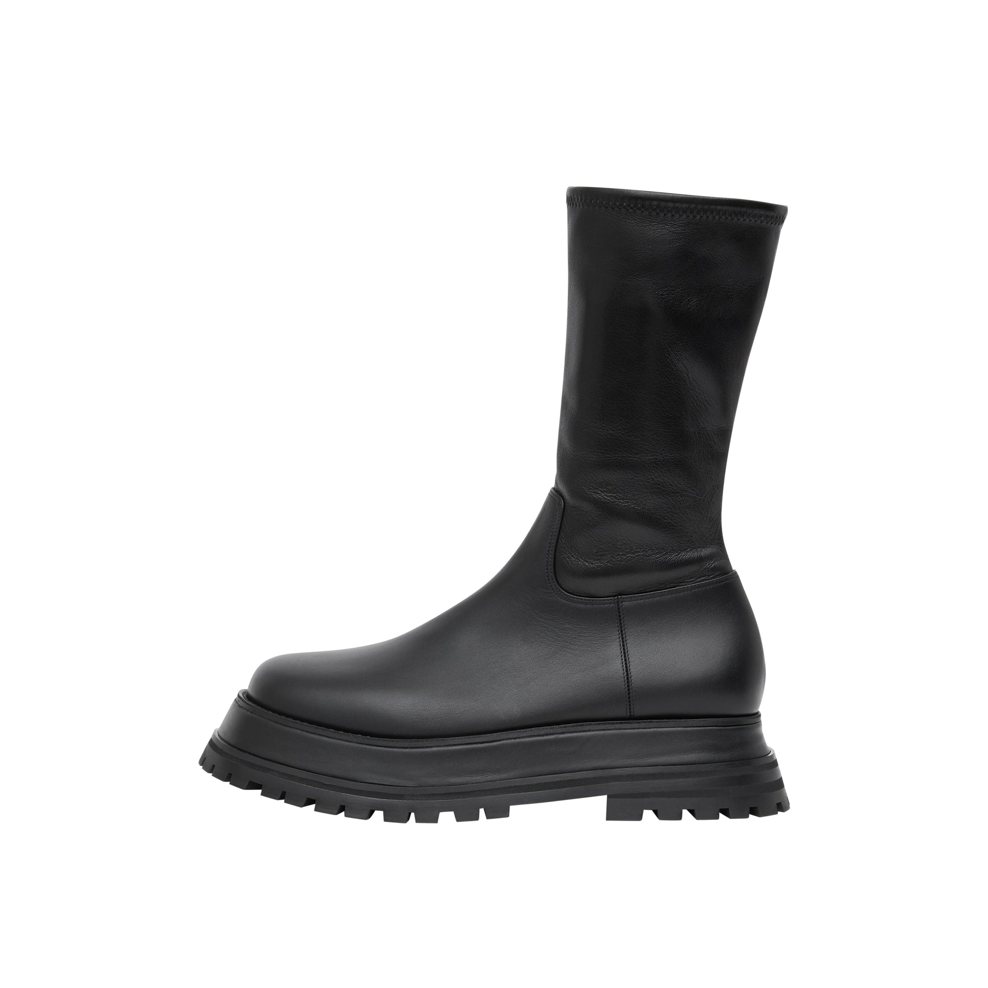 BLACK Bottines en cuir et cuir d'agneau