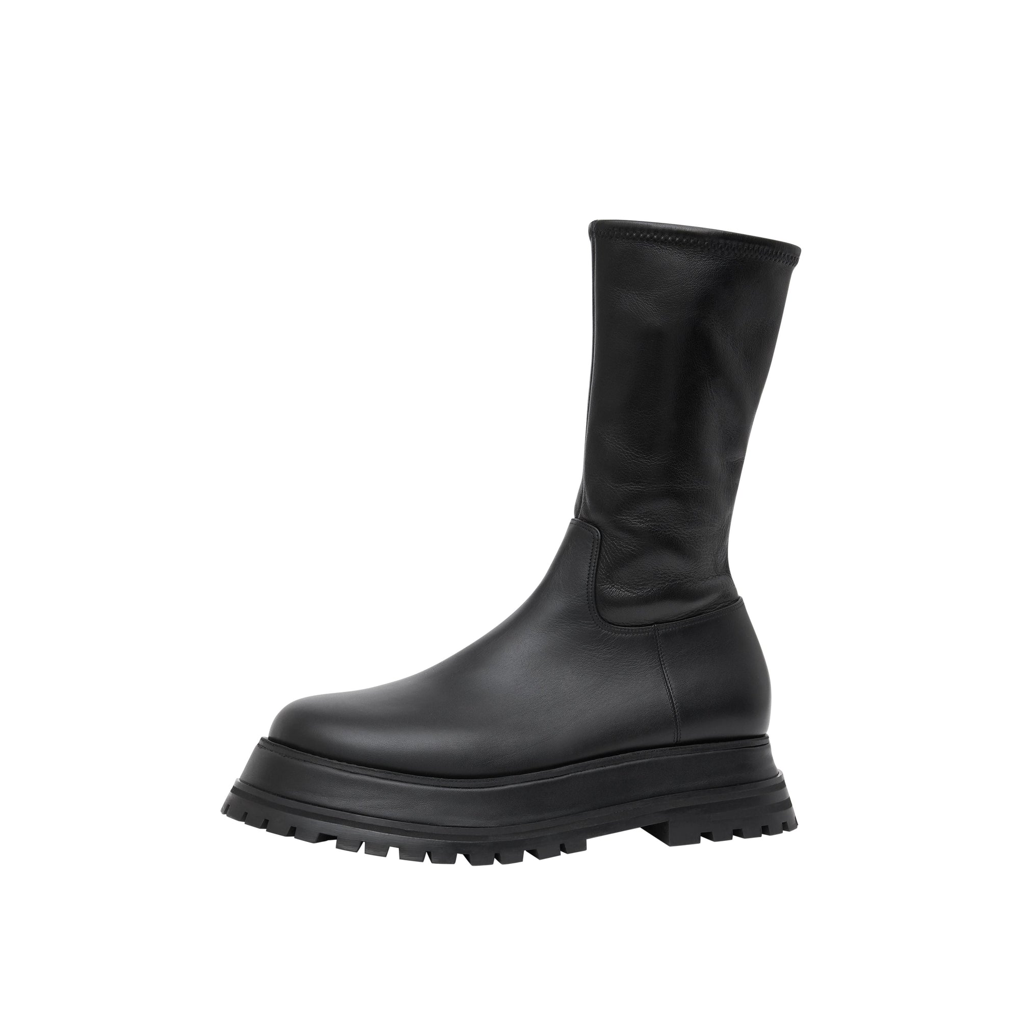 BLACK Bottines en cuir et cuir d'agneau