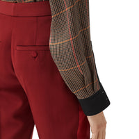 DARK CARMINE Pantalon tailleur en laine avec bandes en satin de soie