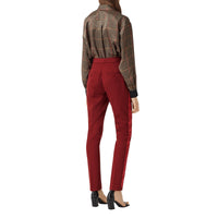DARK CARMINE Pantalon tailleur en laine avec bandes en satin de soie