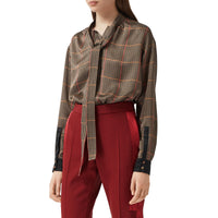 DARK CARMINE Pantalon tailleur en laine avec bandes en satin de soie
