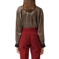 DARK CARMINE Pantalon tailleur en laine avec bandes en satin de soie