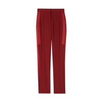 DARK CARMINE Pantalon tailleur en laine avec bandes en satin de soie