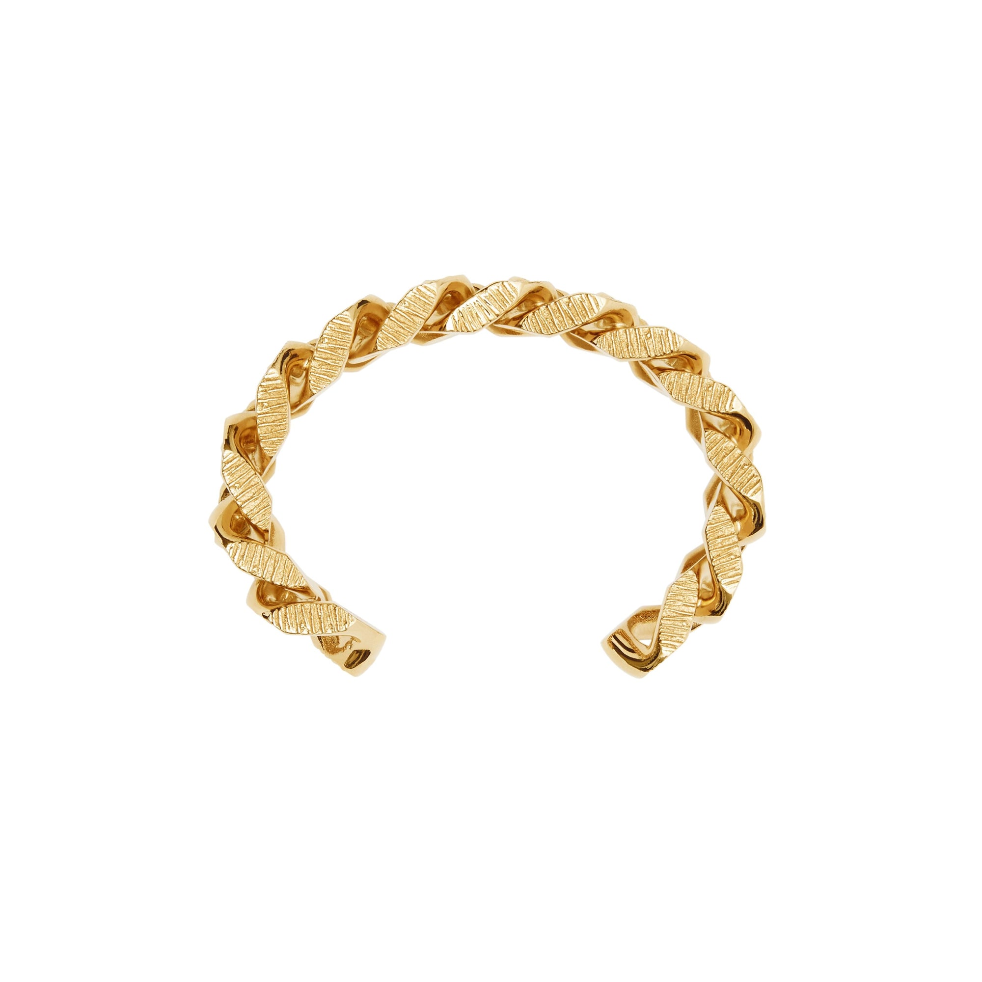 L GOLD ENGRAVED Bracelet manchette à maillons plaqué or