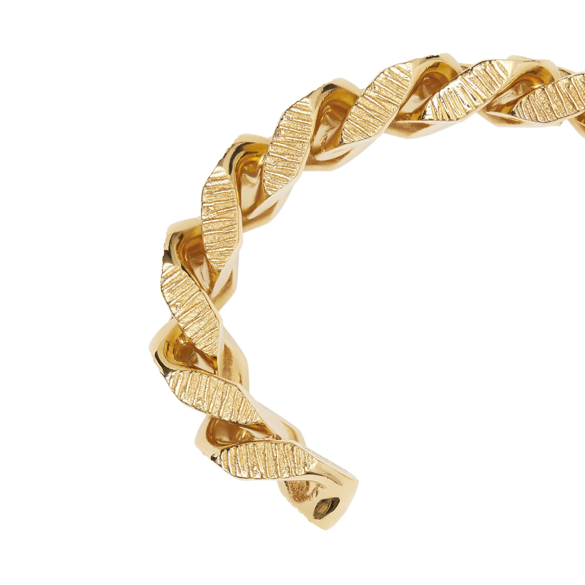 L GOLD ENGRAVED Bracelet manchette à maillons plaqué or