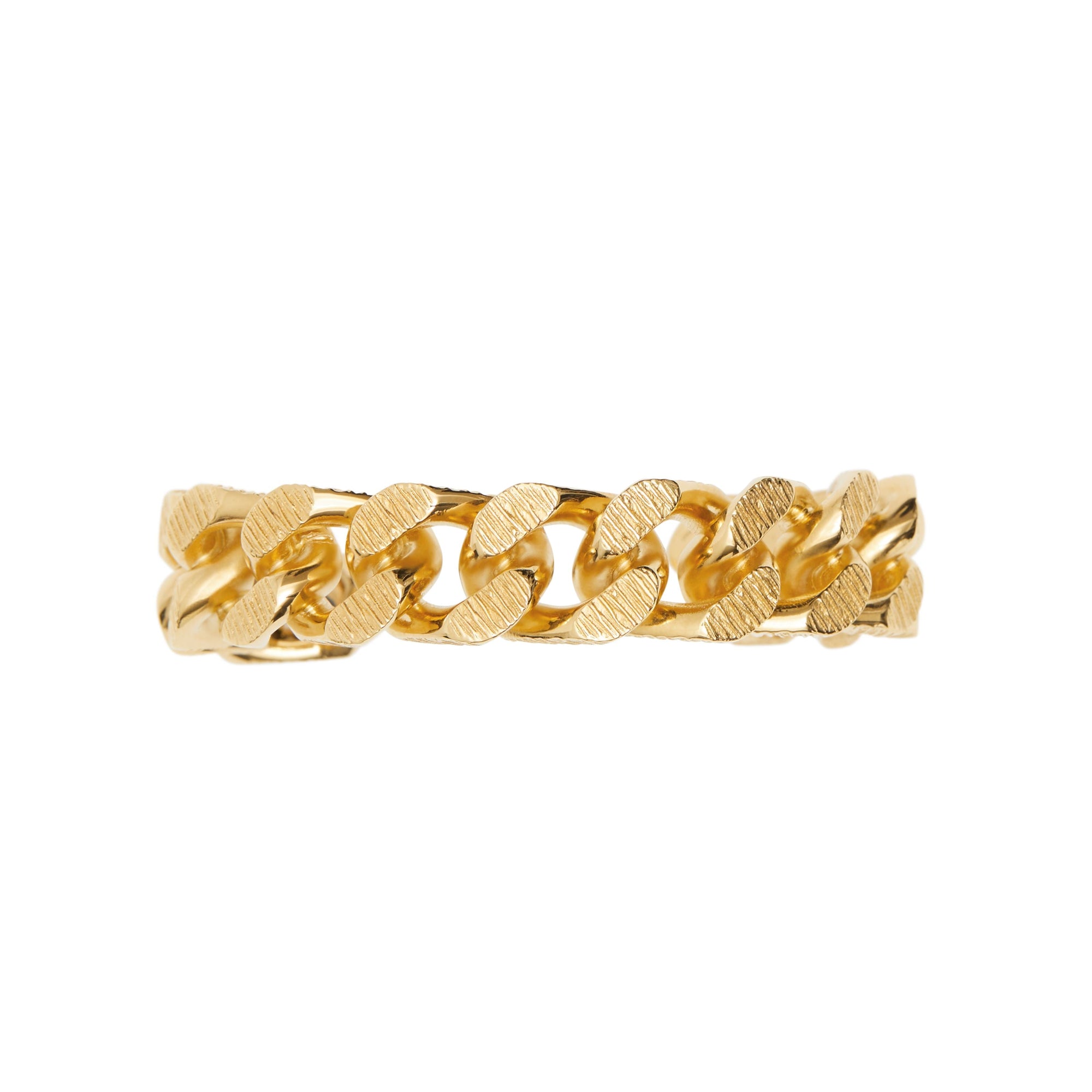 L GOLD ENGRAVED Bracelet manchette à maillons plaqué or