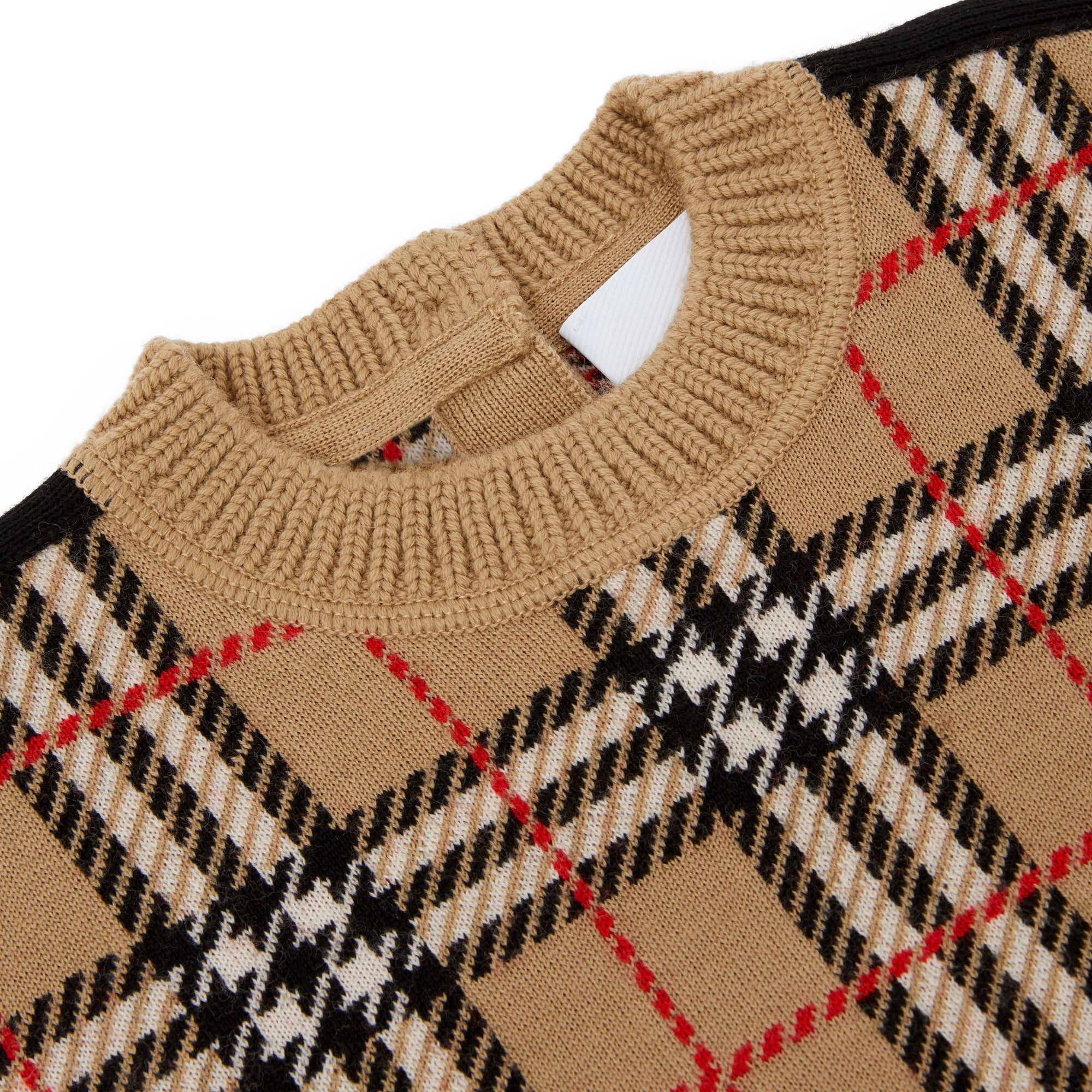 ARCHIVE BEIGE Pull en jacquard de laine check