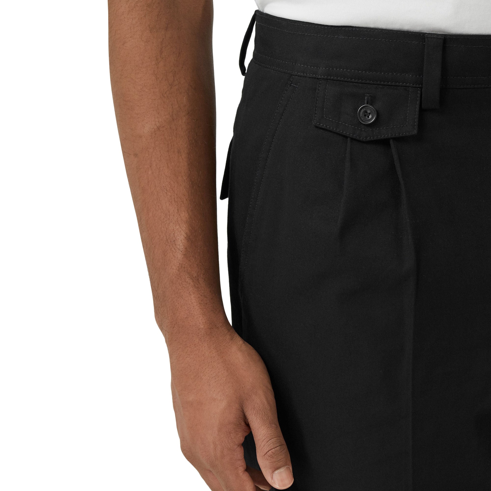 Short ajusté en sergé de coton à rayures iconiques - Noir