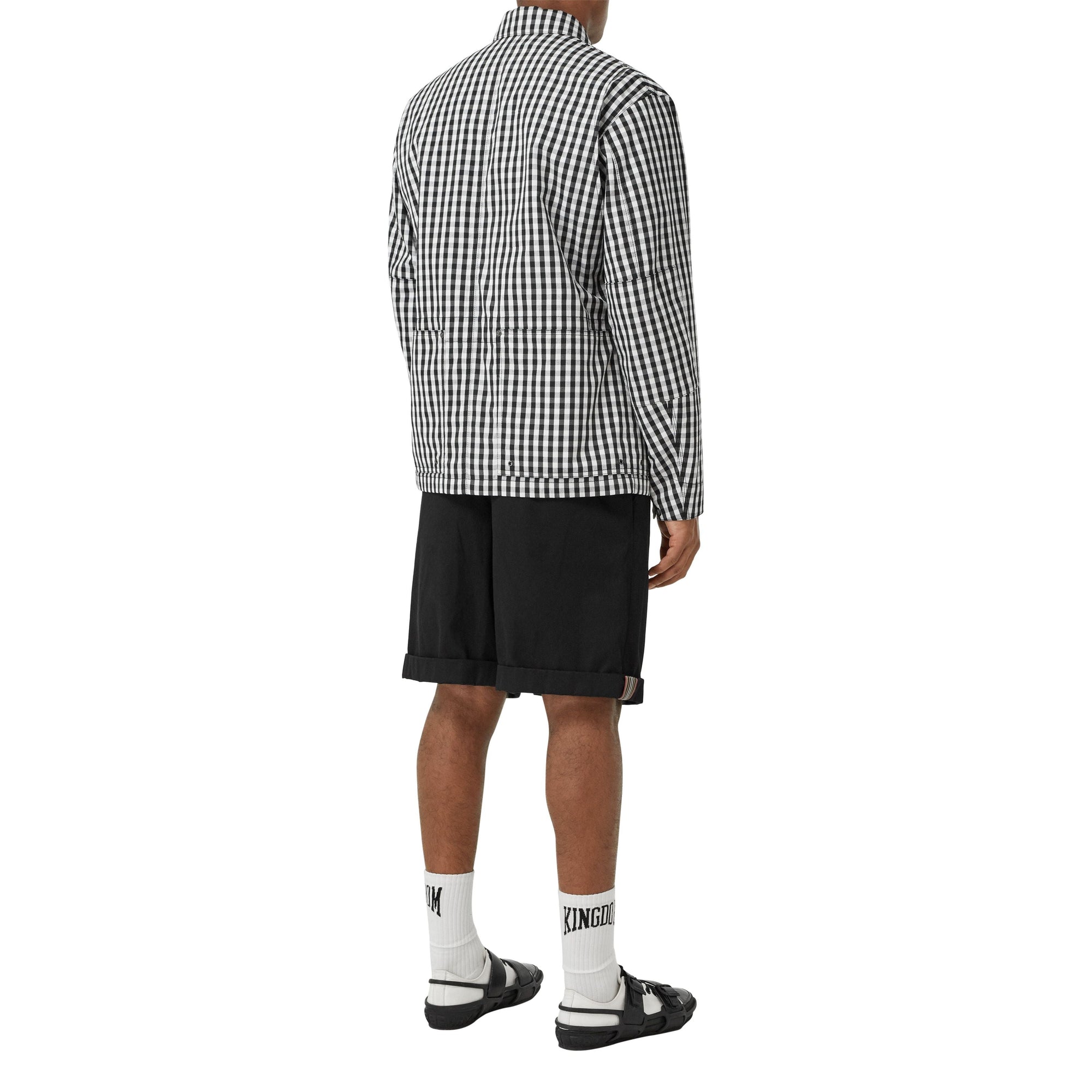 Short ajusté en sergé de coton à rayures iconiques - Noir