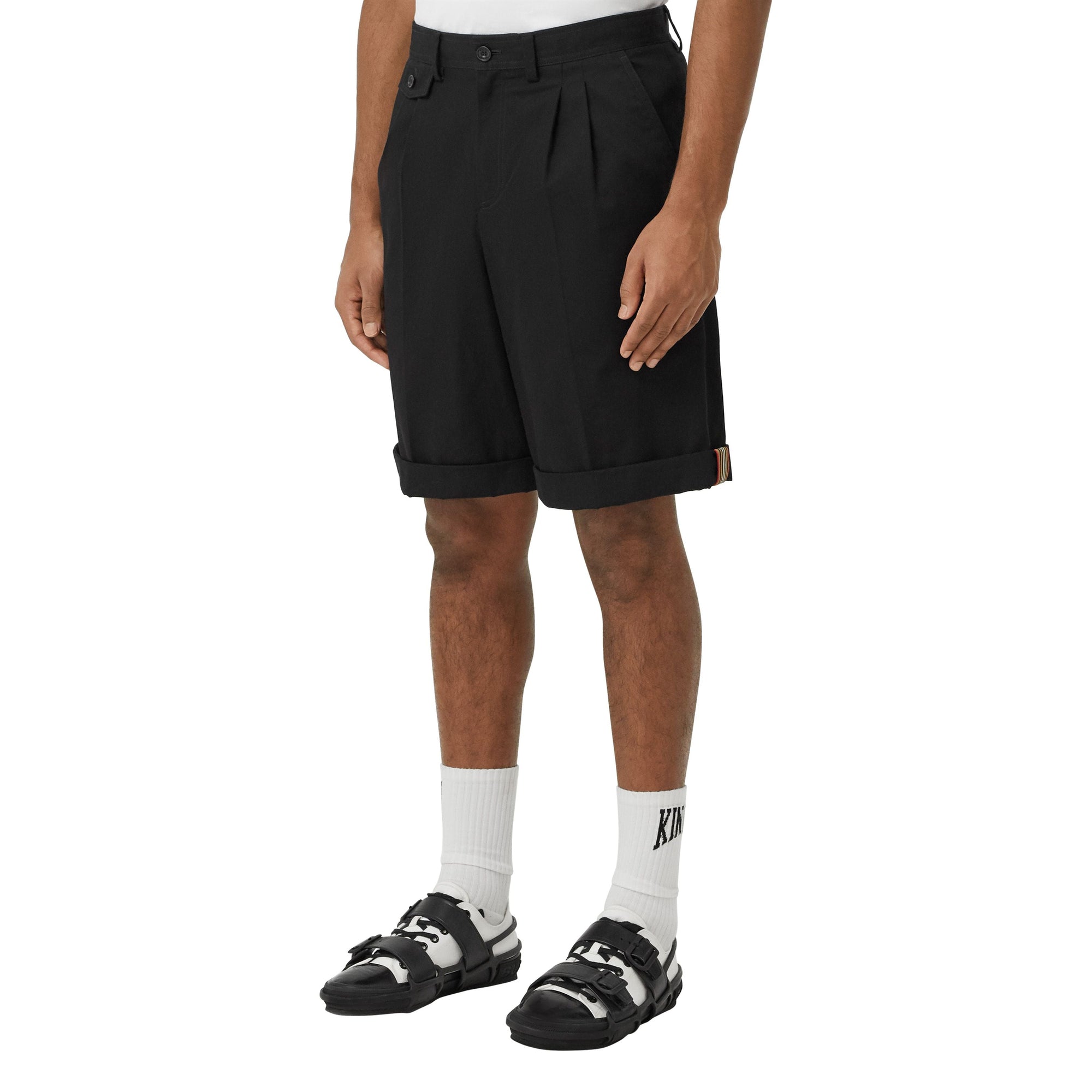 BLACK Short ajusté en sergé de coton à rayures iconiques