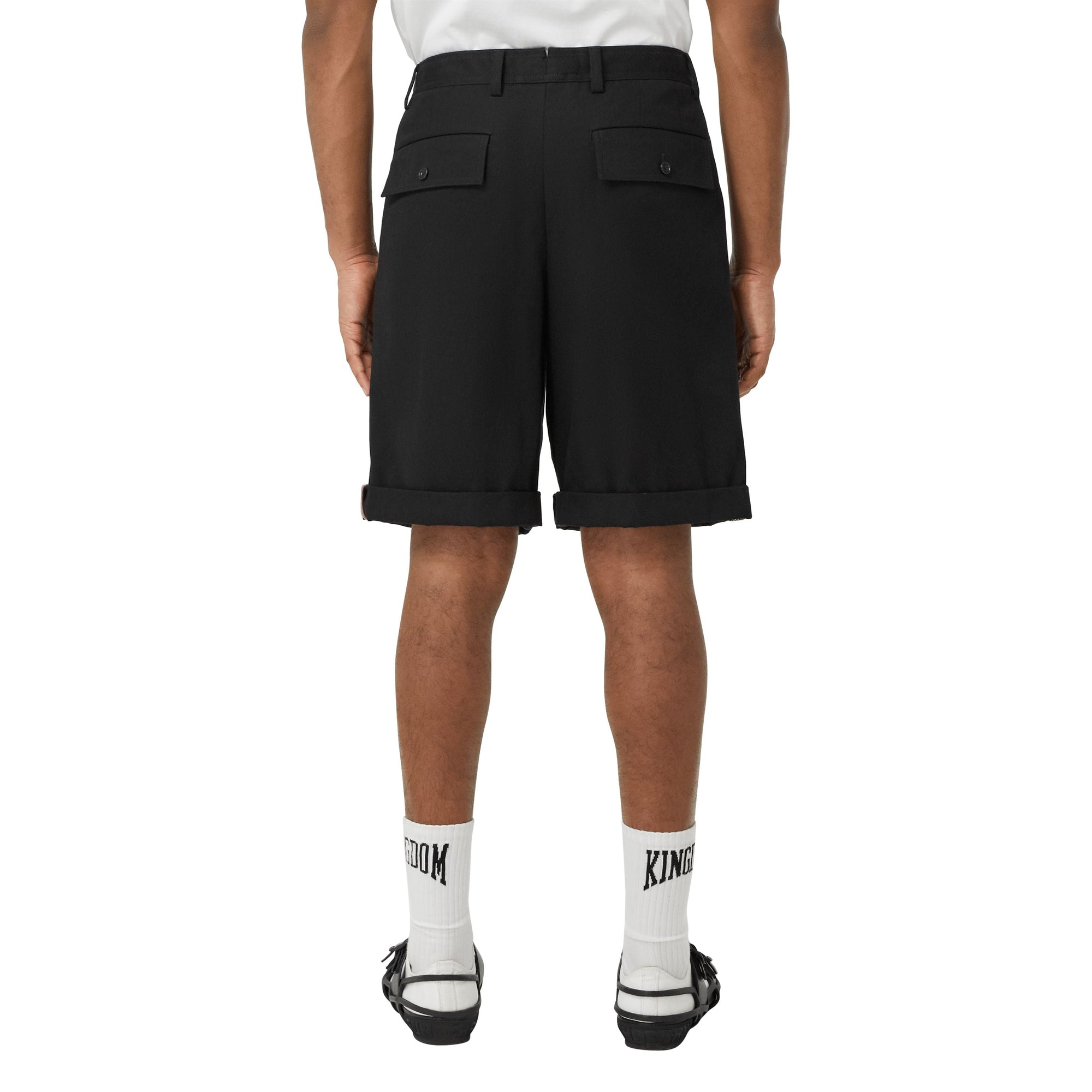 Short ajusté en sergé de coton à rayures iconiques - Noir